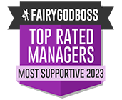 Badge - Top Rated Managers for Most Supportive, FairyGodBoss 2023