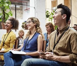Business people smiling