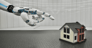 An image representing machine learning with a pointing finger ans a house